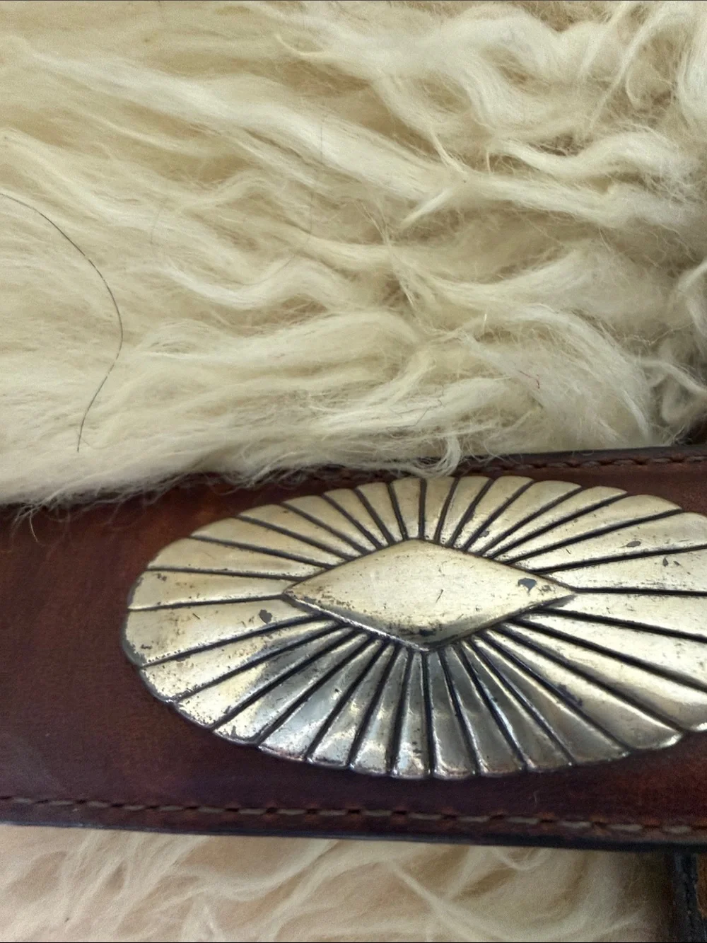 ONYX Brighton Leather Belt with Silver Embellishments 40